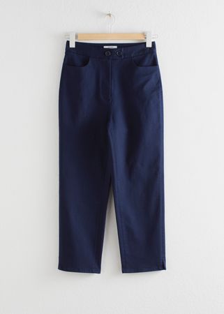 Cropped Tailored Trousers - Navy - Trousers - & Other Stories