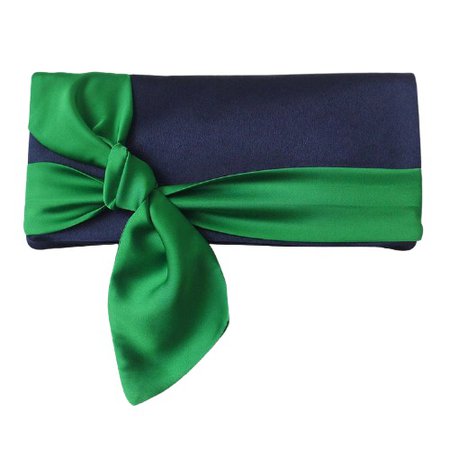 navy clutch with green bow