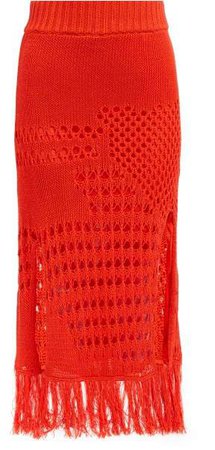 Benedetta Crochet Cotton Blend Midi Skirt - Womens - Orange