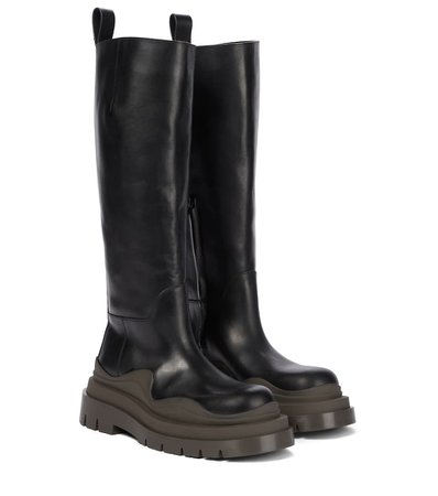 Bottega Veneta - Tire leather knee-high boots | Mytheresa