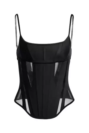 Mesh-paneled Corset Top - Black - Ladies | H&M US