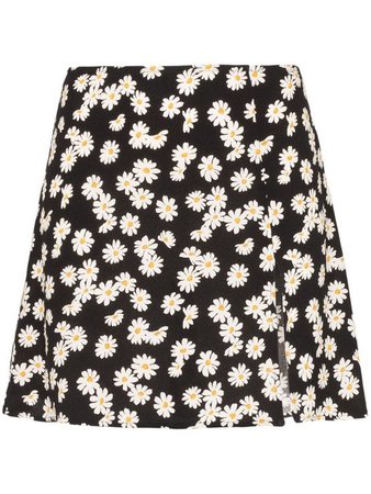 daisy print skirt black