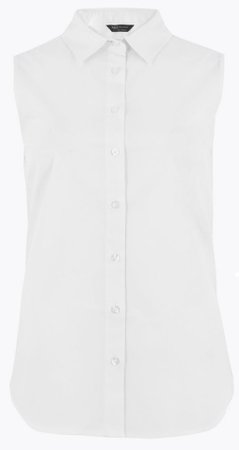 white sleeveless blouse