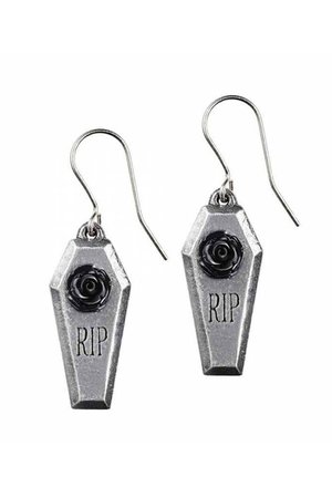 RIP Rose Coffin Earrings by Alchemy Gothic | Gothic