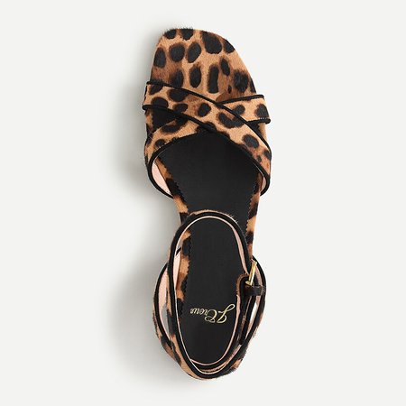 J.Crew: Abbie Cross-strap Sandal In Leopard Calf Hair brown