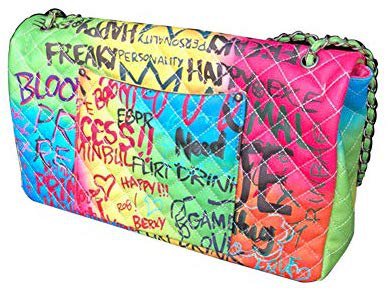 Amazon.com: Kommschonff Womens Handbags Purse Color Graffiti Quilted Shoulder Bag Personality Fashion Package Shoulder Messenger Oversize Bag: SIMPLYFASHION