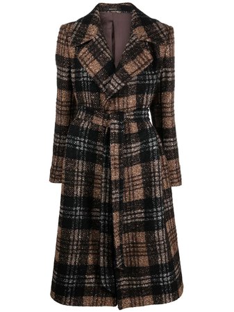 Tagliatore check-pattern belted coat