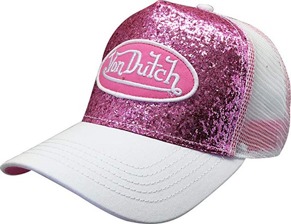 Von Dutch Trucker Sparkle Cap with Logo Patch (Blue VDHT231) at Amazon Women’s Clothing store:
