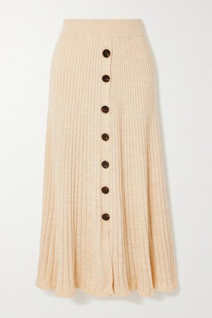 Hettie Ribbed Cotton Maxi Skirt - Sand