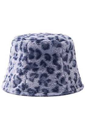 fuzzy leopard print bucket hat