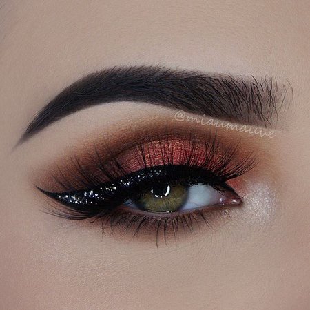 Red, Black & Silver Glitter Eye Makeup