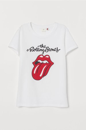 T-shirt with a motif - White/Rolling Stones - Ladies | H&M GB