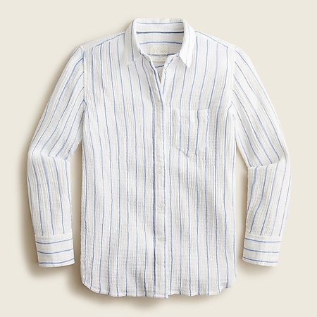 J.Crew: Classic-fit Cozy Gauze Shirt In Vertical Stripe For Women