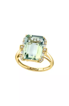 EFFY 14K Yellow Gold Green Quartz & Diamond Ring - Size 7 | Nordstromrack