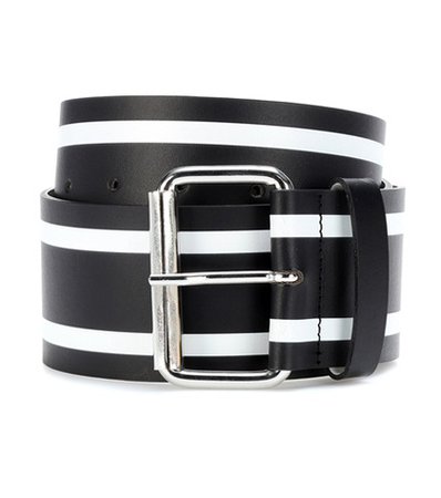 Striped leather belt