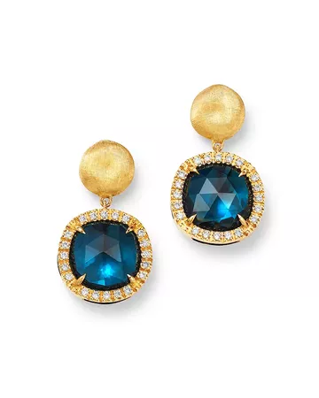 Marco Bicego 18K Yellow Gold Jaipur Color London Blue Topaz & Diamond Small Drop Earrings | Bloomingdale's