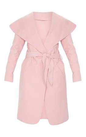 Veronica Dusty Pink Oversized Waterfall Belt Coat | PrettyLittleThing