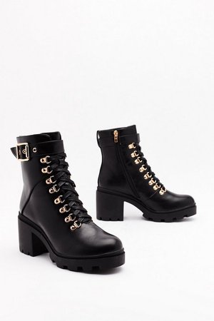 See You Lace-Up Block Heel Boots | Nasty Gal