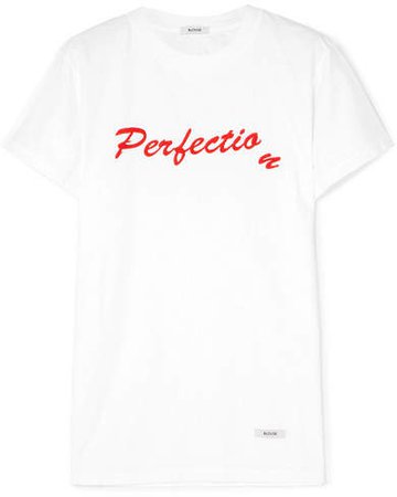 BLOUSE - Perfection Appliquéd Cotton-jersey T-shirt - White
