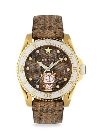 Shop Gucci Gucci Dive x Doraemon Leather Strap Watch | Saks Fifth Avenue