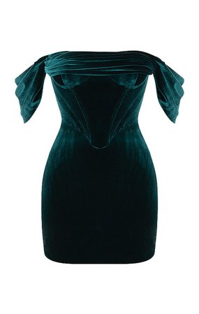 House of CB | 'Jolanda' Emerald Green Off Shoulder Mini Dress