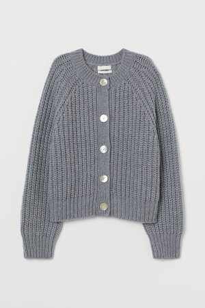 Rib-knit Wool-blend Cardigan - Gray