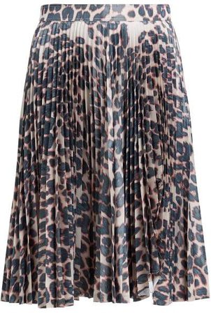 Leopard Print Pleated Taffeta Skirt - Womens - Leopard