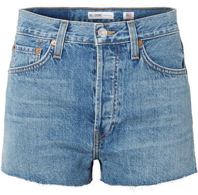 The Short Frayed Denim Shorts - Mid denim