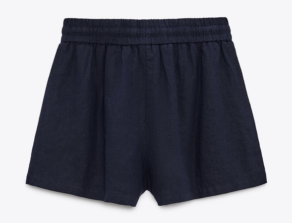 Navy blue linen shorts