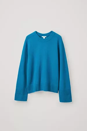 CASHMERE JUMPER WITH RIB DETAIL - Turquoise - Cashmere knitwear - COS