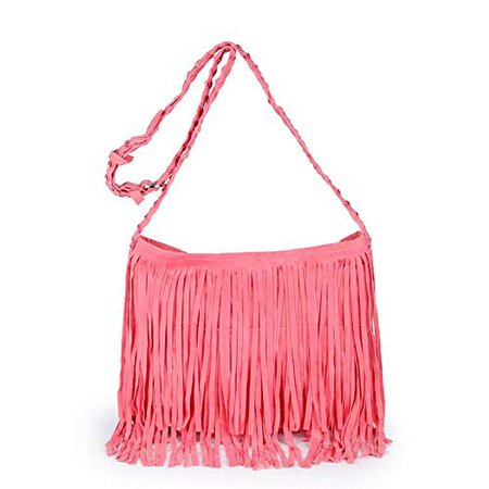 pink small fringed bag