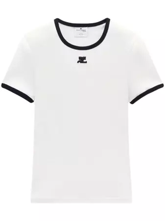 Courrèges Contrast Cotton T-shirt - Farfetch