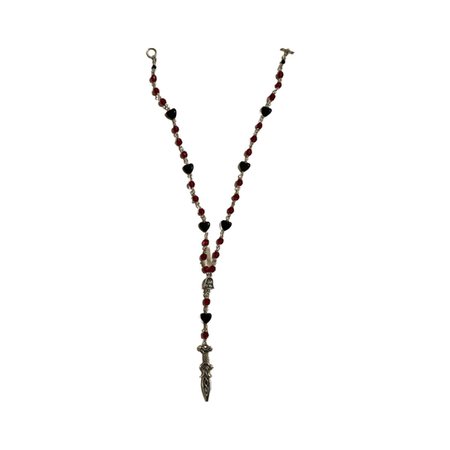 black and red rosary necklace