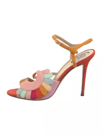 Paula Cademartori Suede Colorblock Pattern Sandals - Pink Sandals, Shoes - PDM20487 | The RealReal