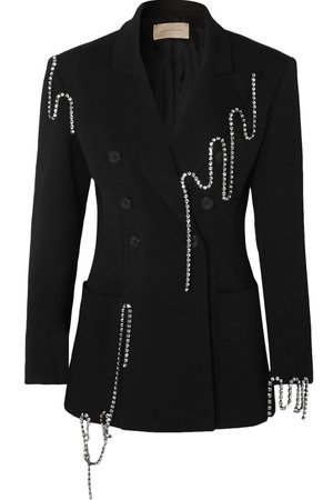 Christopher Kane | Squiggle crystal-embellished double-breasted twill blazer | NET-A-PORTER.COM