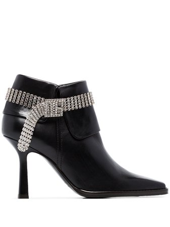 Black Sies Marjan Niki 90mm crystal strap boots - Farfetch