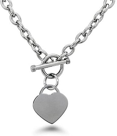 Amazon.com: Noureda High Polished Stainless Steel Heart Charm Cable Chain Necklace with Toggle Clasp (Length: 18"): Necklaces For Women: Jewelry