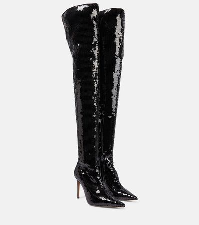 Elixir Sequined Over The Knee Boots in Black - Alexandre Vauthier | Mytheresa
