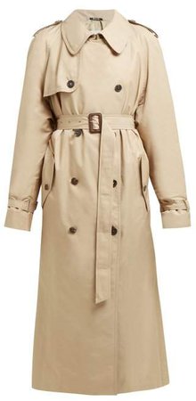 Double Breasted Cotton Blend Trench Coat - Womens - Beige