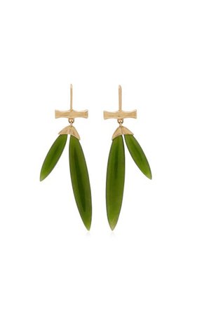 Bamboo 14k Yellow Gold Jade Earrings By Annette Ferdinandsen | Moda Operandi