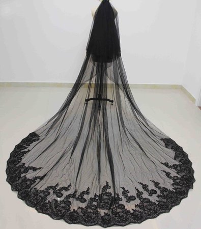 Black veil for brides