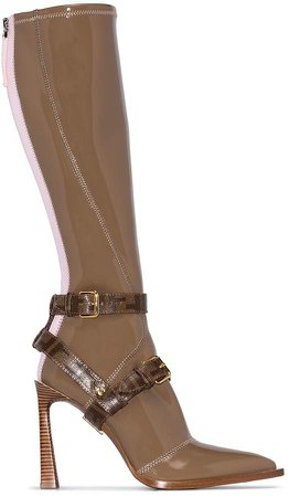 patent 105mm knee-high boots