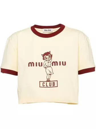 Miu Miu logo-print Cropped T-shirt - Farfetch