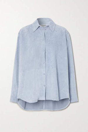 Oversized Suede Shirt - Blue