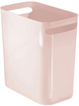 Amazon.com: mDesign Slim Plastic Rectangular Large Trash Can Wastebasket, Garbage Container Bin with Handles for Bathroom, Kitchen, Home Office, Dorm, Kids Room - 12" High, Shatter-Resistant - Light Pink/Blush: Home & Kitchen