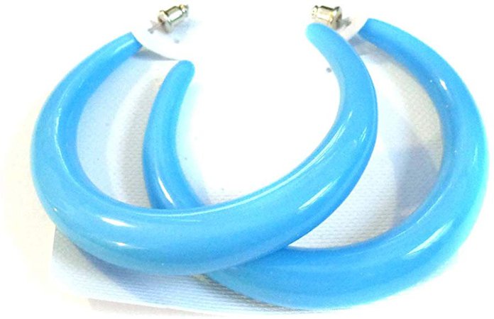 Amazon.com: Blue Hoop Earrings Thick Tube 2.5 inch Round Hoops: Jewelry