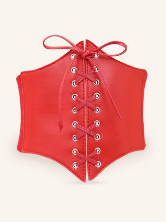 red pu corset belt