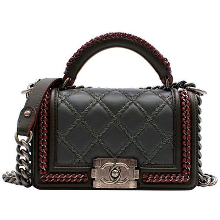 Chanel Paris-Salzburg Limited Edition Grey and Burgundy Top Handle Boy B For Sale at 1stdibs