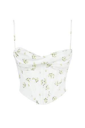Clothing : Tops : 'Bea' Ivory Floral Draped Corset