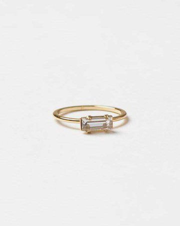 Bing Bang NYC Tiny Baguette Ring - Yellow Gold | Garmentory